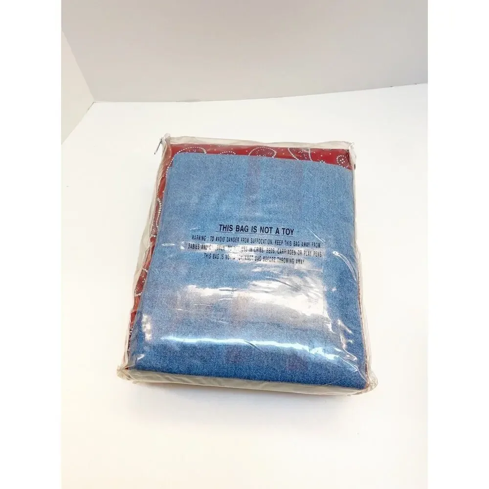 Ethan Allen Rodeo Duvet Country Bandana Paisley Denim Western Sham Twin NWT